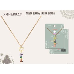 Collar 7 Chakras Con Piedra Natural Y Acero - Coleccion 7 chakras